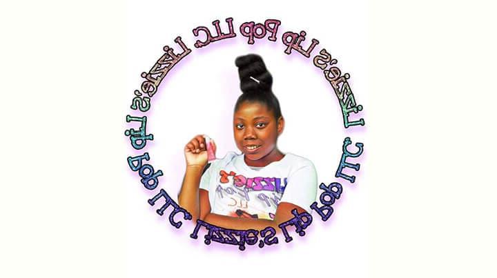 Image of Kalimah and her lip gloss company logo at Connections Academy